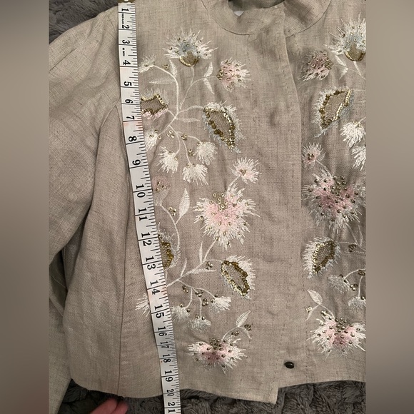 Per Se By Carlisle Floral Embroidery Women’s Jacket Beige Size 6 - Picture 7 of 8